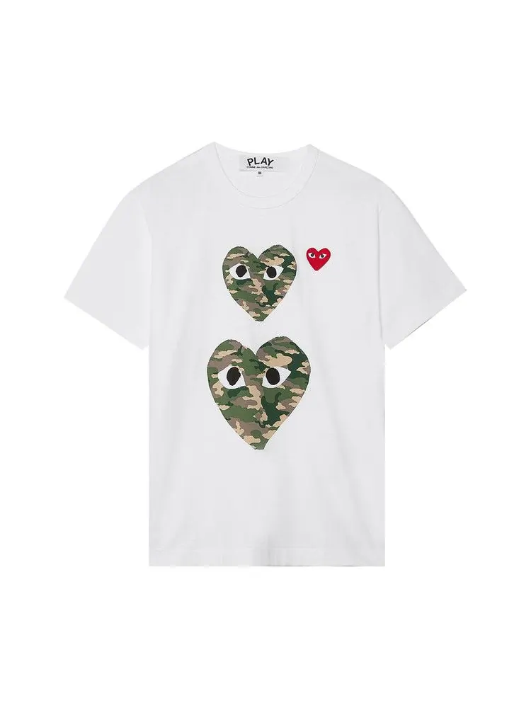 Футболка Comme des Garçons PLAY Camouflage Double Heart T-Shirt