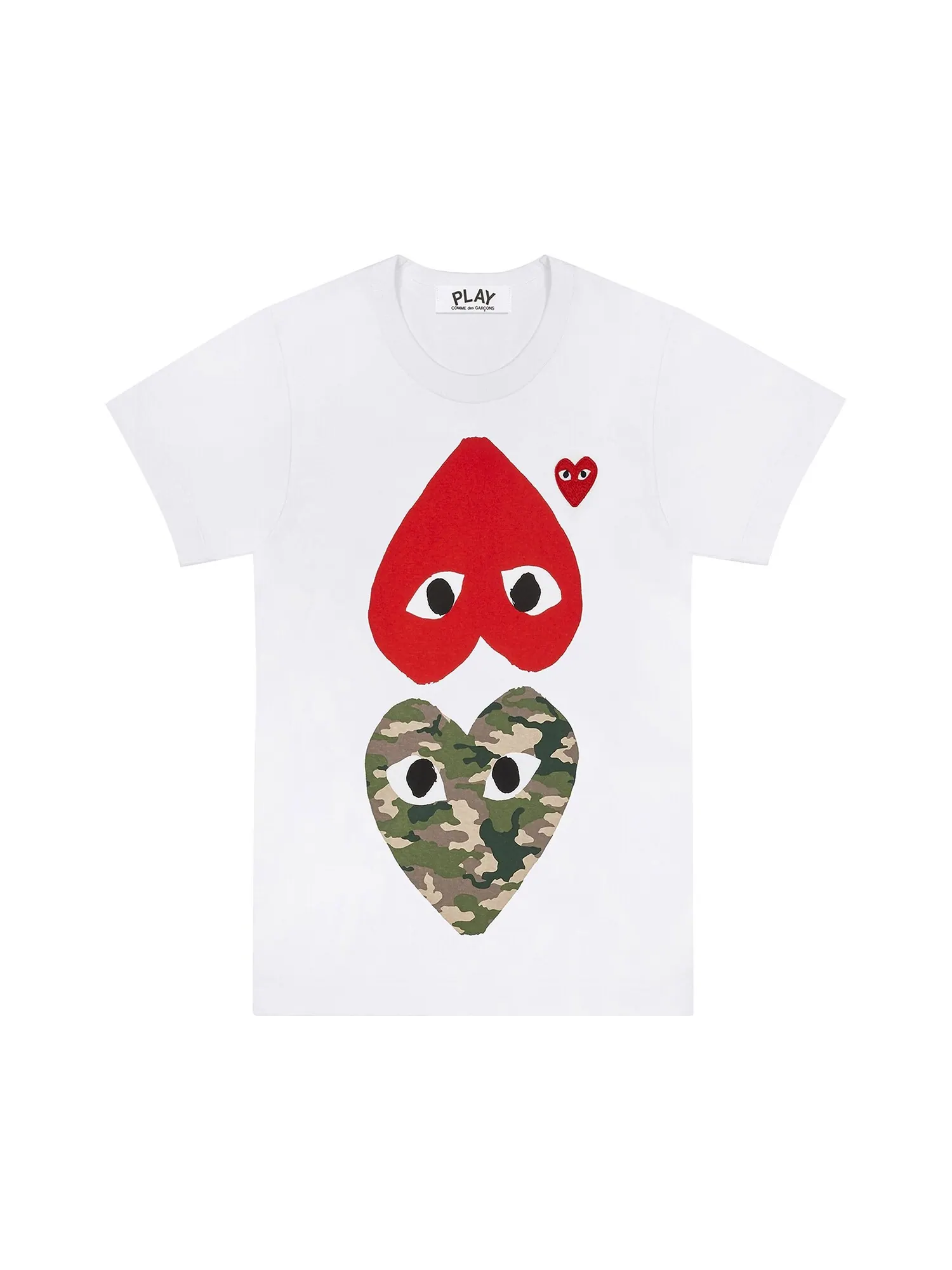 Камуфляжная футболка Comme des Garçons PLAY Upside Down — изображение 1 из 1, белый/красный
