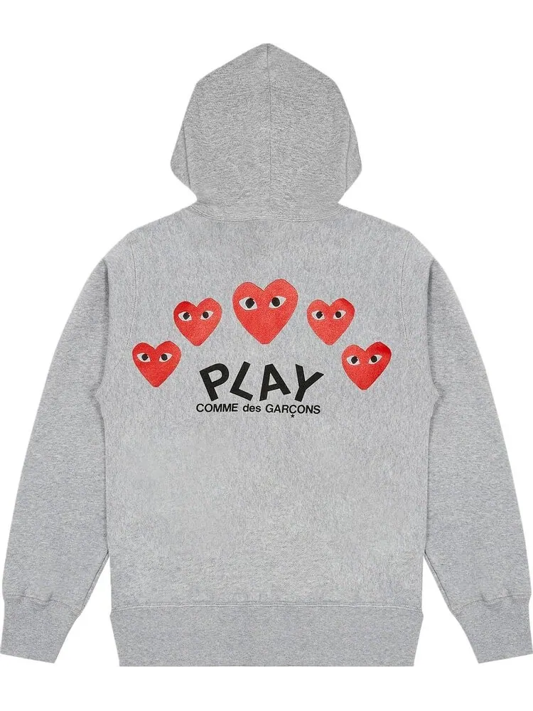 Худи Comme des Garçons PLAY Multi Heart Zip Up Hoodie 'Grey' — изображение 2 из 2, серый