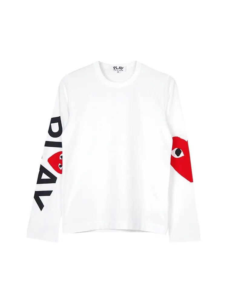 Футболка Comme des Garçons PLAY Oversized Heart Long-Sleeve T-Shirt 'White'