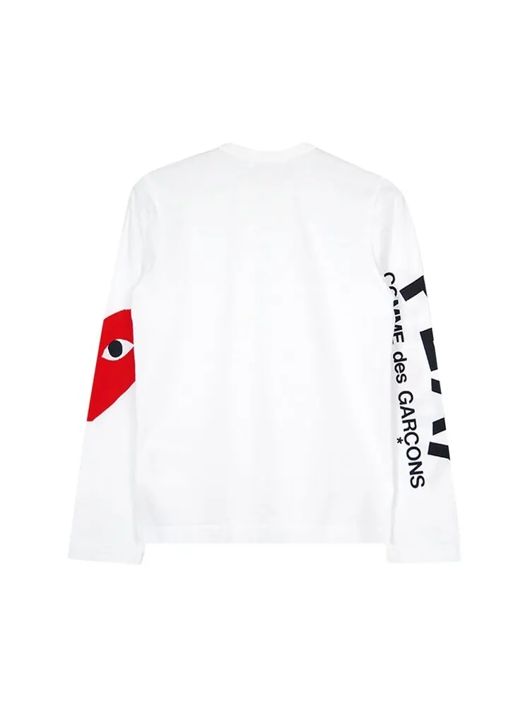 Футболка Comme des Garçons PLAY Oversized Heart Long-Sleeve T-Shirt 'White' — изображение 2 из 2, белый