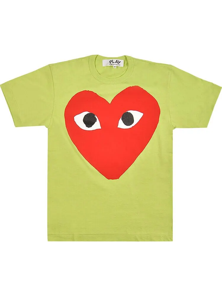 Футболка Comme des Garçons PLAY Pastelle Red Logo T-Shirt 'Green' — изображение 1 из 1, зеленый