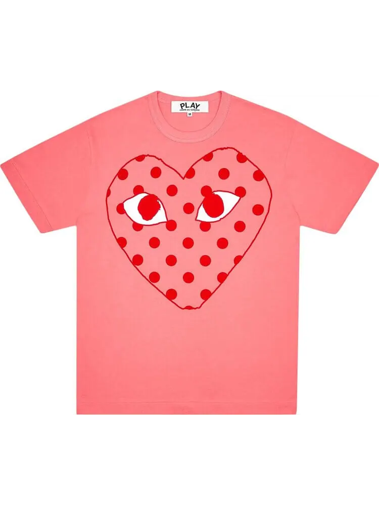 Футболка Comme des Garçons PLAY Pastelle Polka Dot Logo 'Pink'
