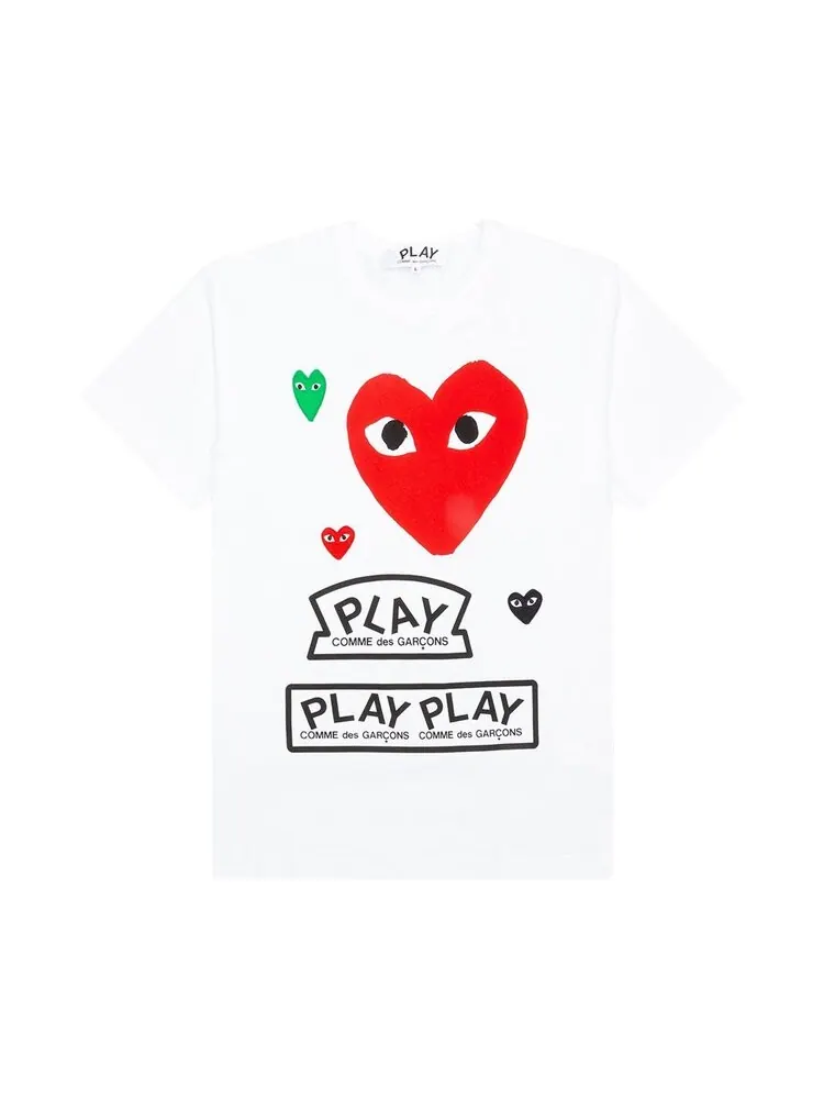 Футболка Comme des Garçons PLAY Red Multi Logo Short-Sleeve T-Shirt 'White'