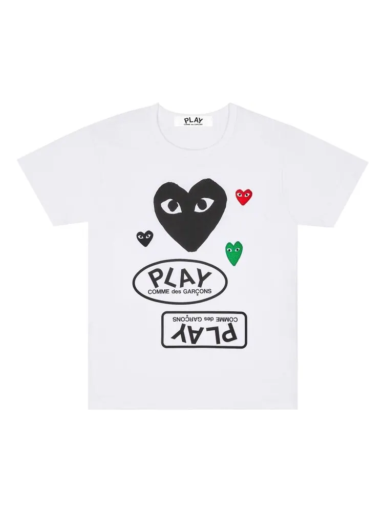 Футболка Comme des Garçons PLAY Multi Logo Short-Sleeve T-Shirt 'White'