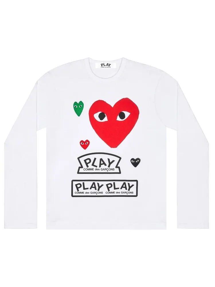 Футболка Comme des Garçons PLAY Multi Logo Long-Sleeve T-Shirt 'White'