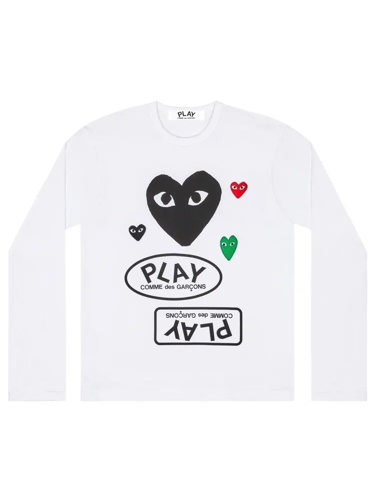 Футболка Comme des Garçons PLAY Multi Logo Long-Sleeve T-Shirt 'White'