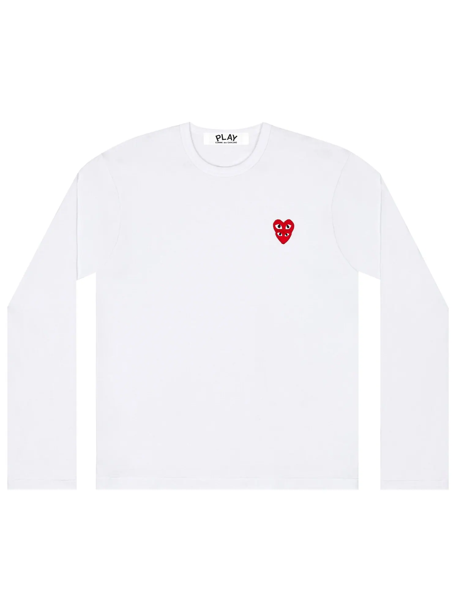 Футболка с длинными рукавами Comme des Garçons PLAY Double Heart — изображение 1 из 1, белый