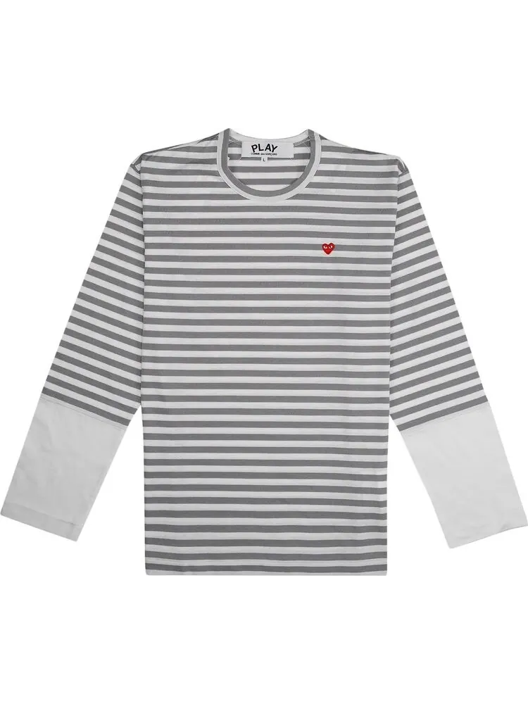 Футболка Comme des Garçons PLAY Striped Long-Sleeve T-Shirt 'Grey/White'