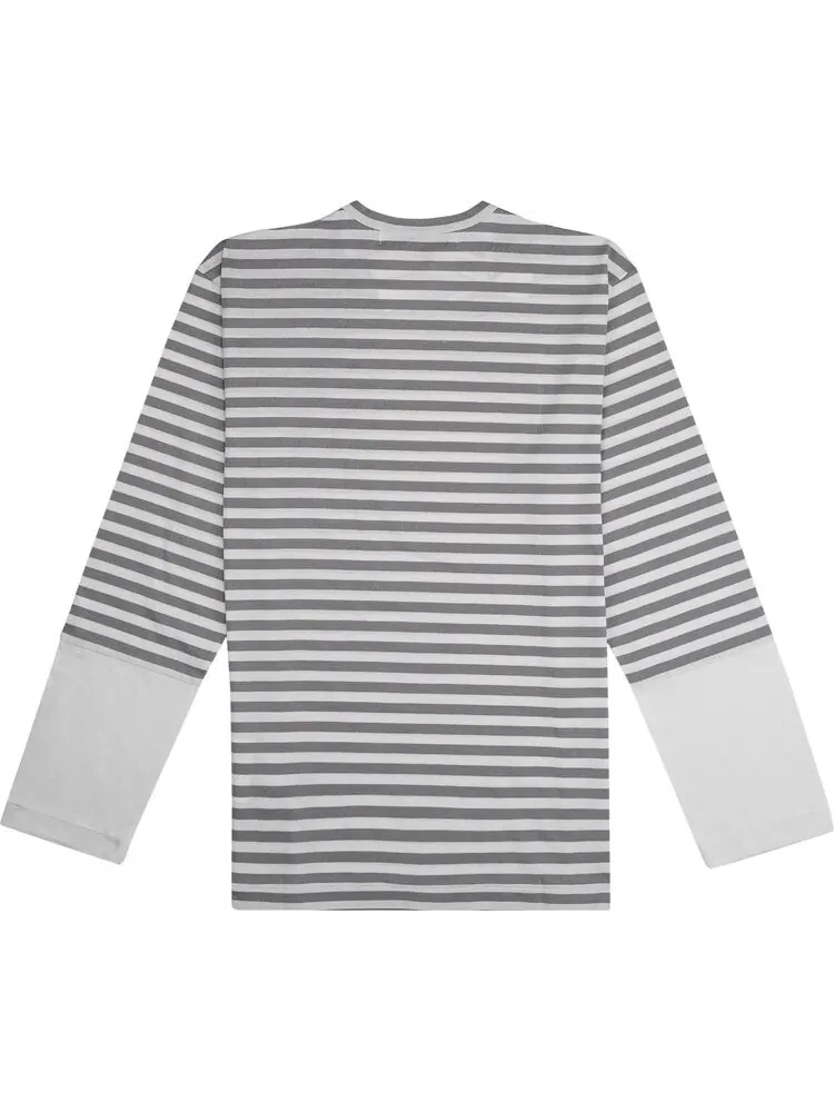 Футболка Comme des Garçons PLAY Striped Long-Sleeve T-Shirt 'Grey/White' — изображение 2 из 2, серый