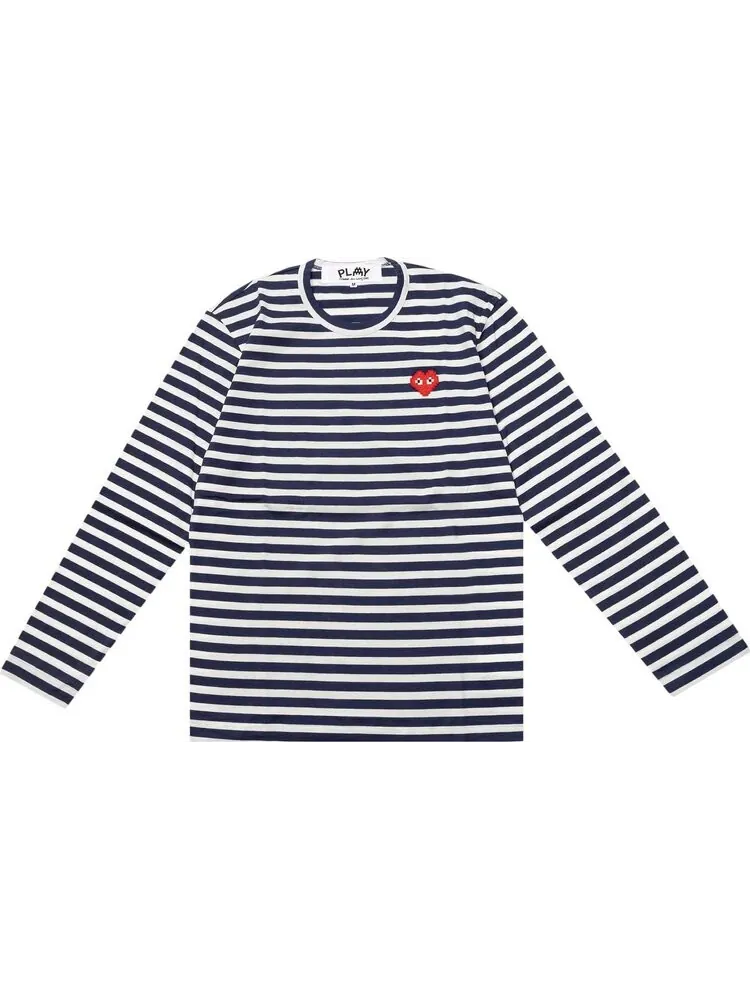 Футболка Comme des Garçons PLAY Striped Long-Sleeve T-Shirt 'Navy/White'