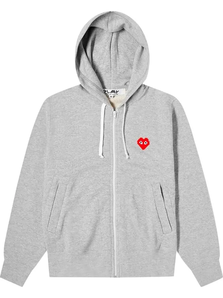 Толстовка Comme des Garçons PLAY x Invader Heart Zip Up Hooded Sweatshirt 'Grey'