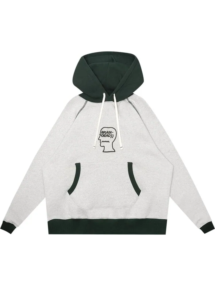 Худи Brain Dead Fleece Logo Head Raglan 'Oatmeal Green' — изображение 1 из 3, зеленый