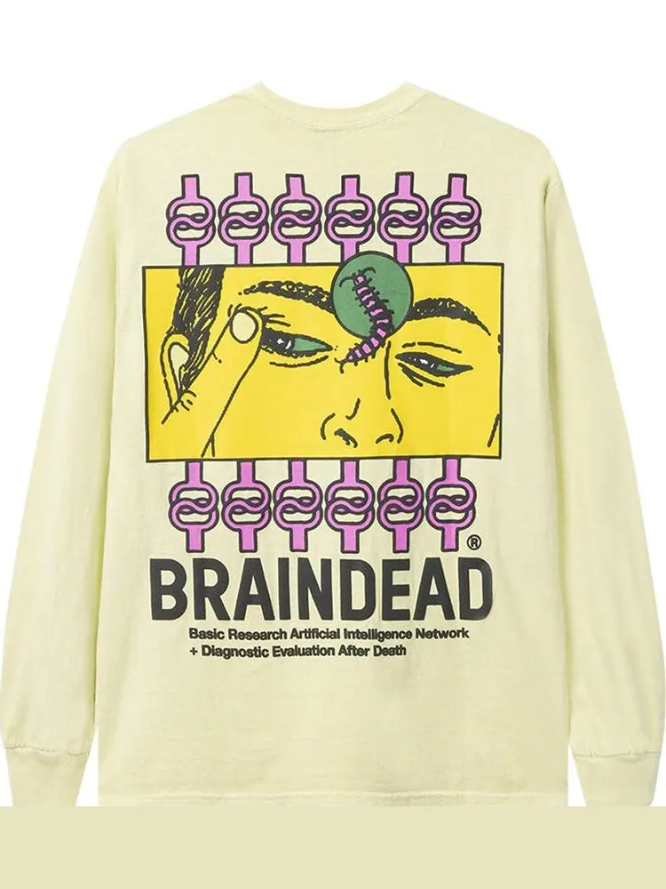 Лонгслив Brain Dead Evaluate Long-Sleeve Tee 'Lemon' — изображение 2 из 2, желтый