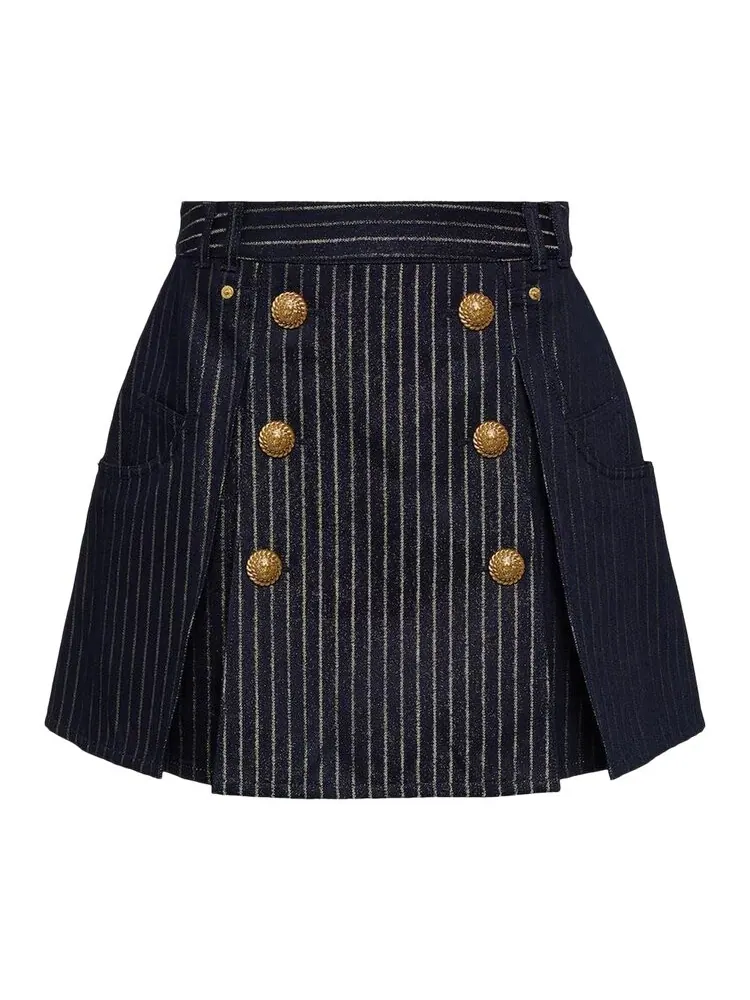Юбка Balmain Pinstripe Button Detailed Skirt — изображение 1 из 1, синий