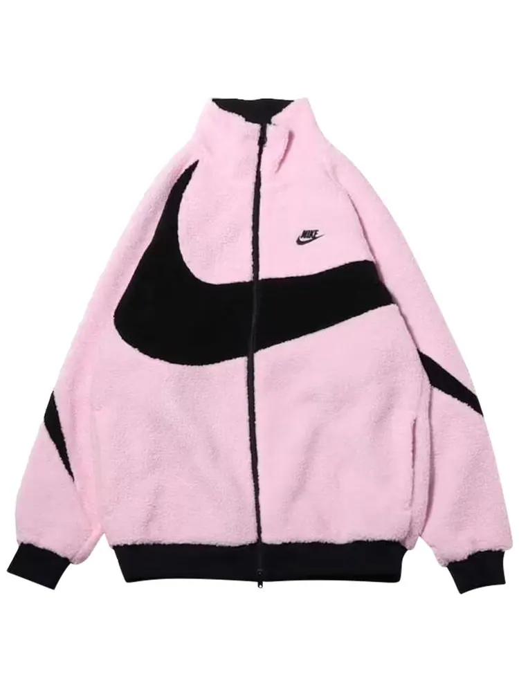 Куртка Nike Women's Big Swoosh Reversible Boa Jacket (Asia Sizing) 'Prism Pink/Black' — изображение 1 из 1, розовый/черный