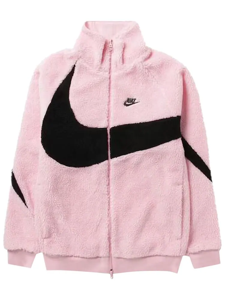 Куртка Nike Sportswear Big Swoosh Reversible Boa Jacket (Asia Sizing) 'Soft Pink/Black' — изображение 1 из 1, розовый/черный