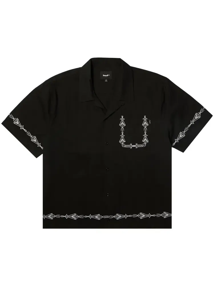 Рубашка HUF Pinstripe Emb Short-Sleeve Resort Shirt — изображение 1 из 1, черный