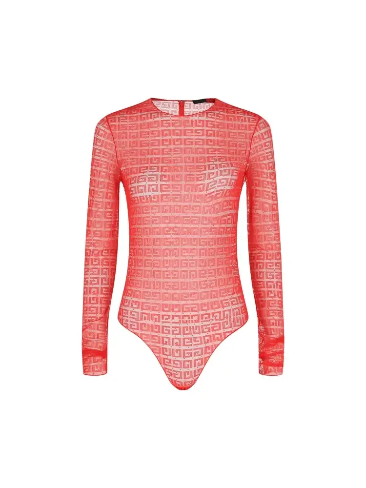 Кружевное боди Givenchy 4G — изображение 1 из 2, красный