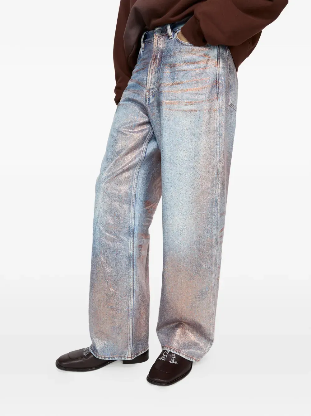 Джинсы Acne Studios Loose-fitting Glitter — изображение 3 из 7, медь