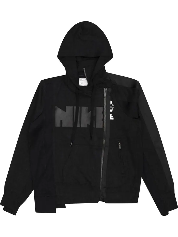 Худи Nike x Sacai Double-Zip Hoodie 'Black/Dark Obsidian' — изображение 1 из 1, черный