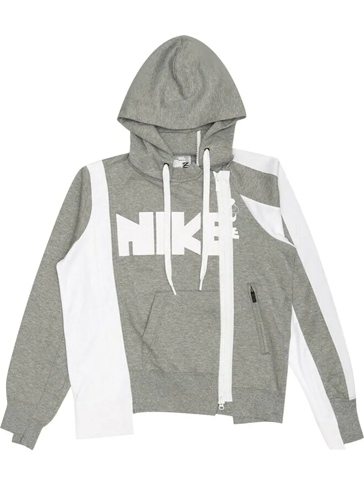Худи Nike x Sacai Double-Zip Hoodie 'Dark Grey Heather/White' — изображение 1 из 2, серый