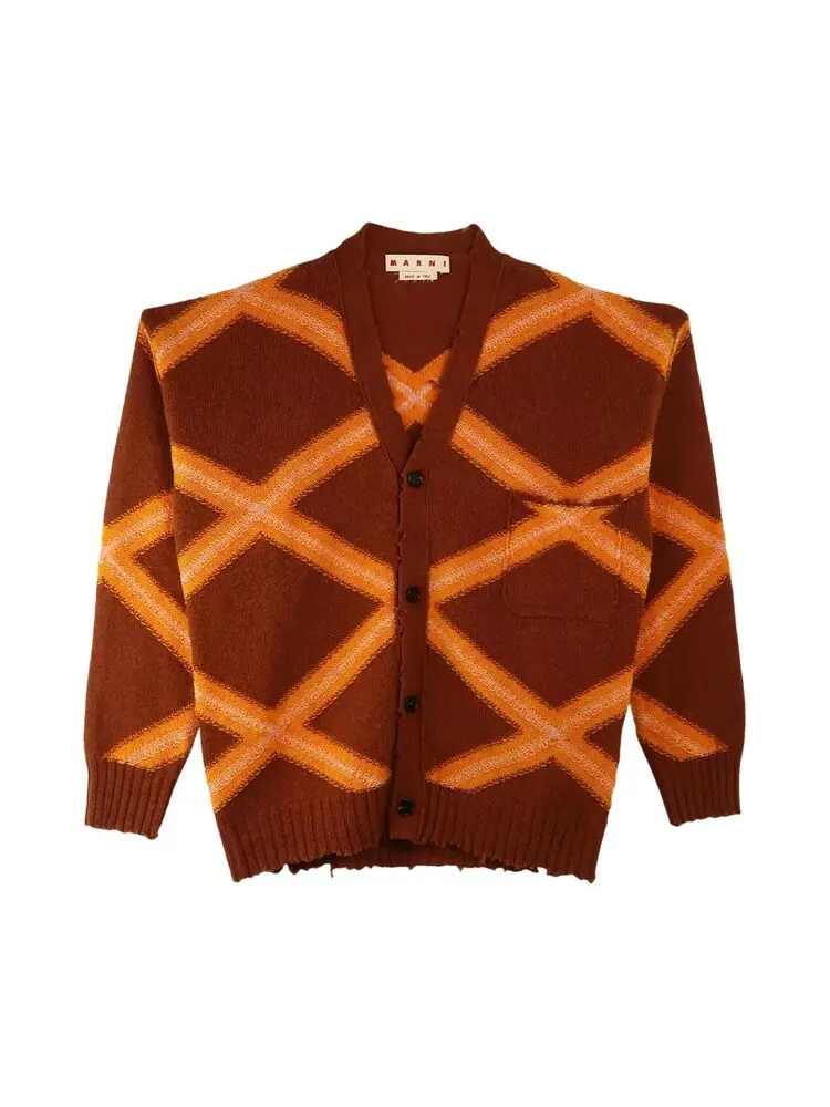 Кардиган Marni Intarsia Argyle Cardigan — изображение 1 из 2, нуга