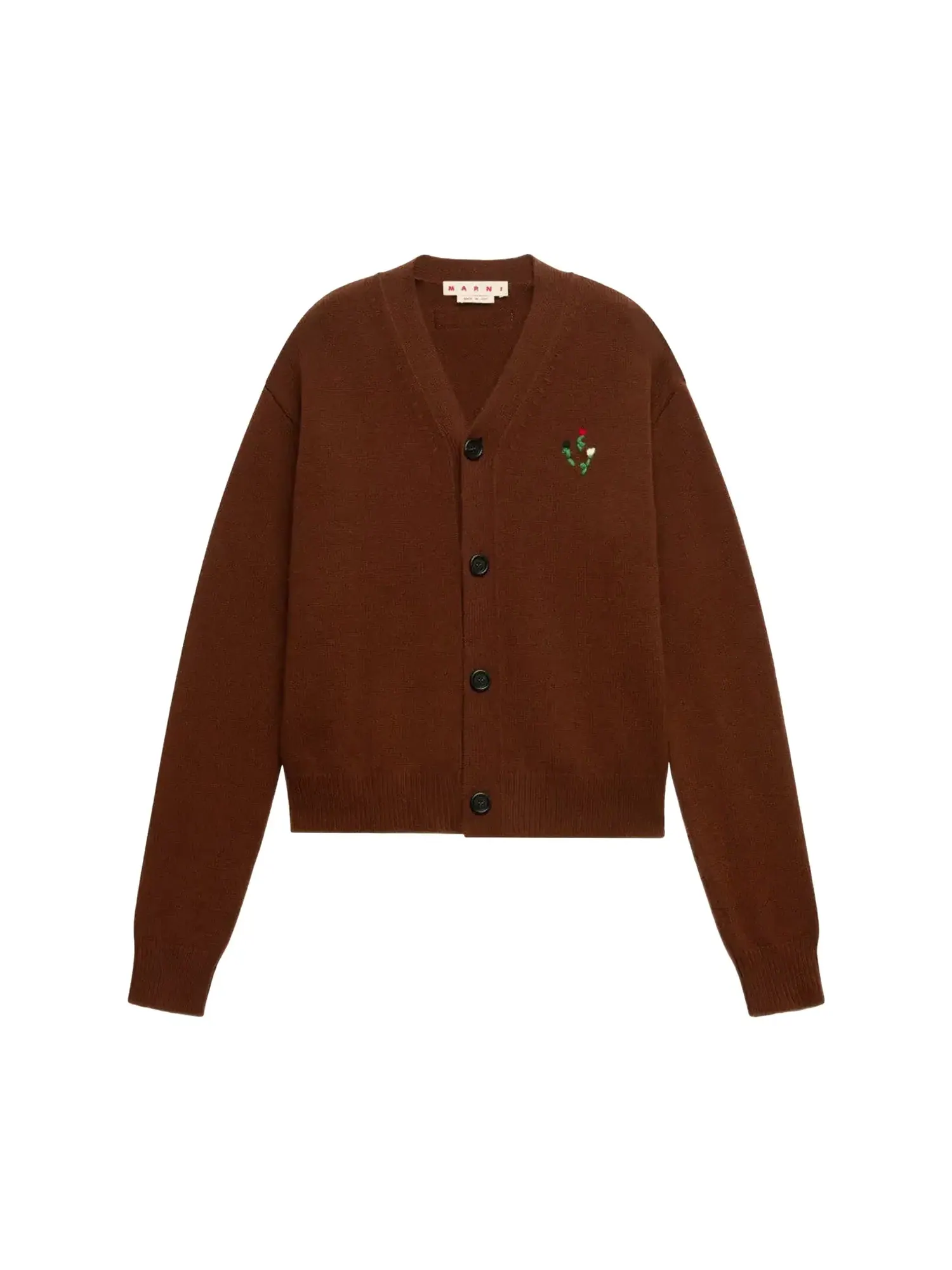 Вязаный кардиган Marni с V-образным вырезом — изображение 1 из 1, коричневый