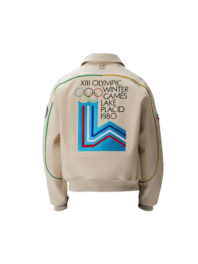 Кожаная куртка-бомбер Kith x Avirex For Olympics Heritage — изображение 2 из 2, бежевый