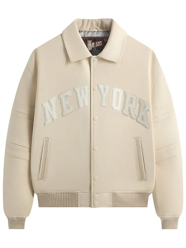 Куртка Kith x Avirex для New York Knicks с изображением Патрика Юинга, легендарная модель — изображение 1 из 2, бежевый