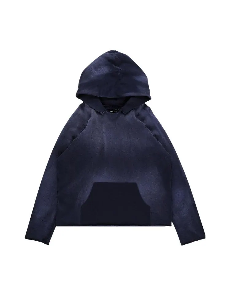 Худи Les Tien Heavyweight Raw Raglan Hoodie 'Vintage Navy' — синий