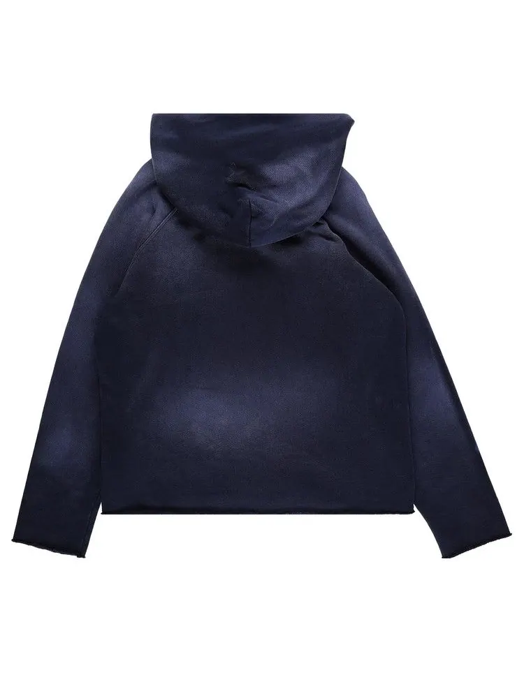 Худи Les Tien Heavyweight Raw Raglan Hoodie 'Vintage Navy' — изображение 2 из 2, синий