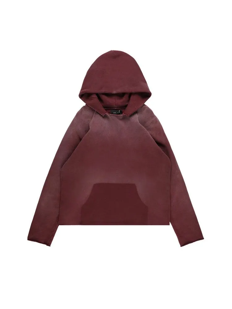 Худи Les Tien Heavyweight Raw Raglan Hoodie 'Vintage Red Mahogany' — красный