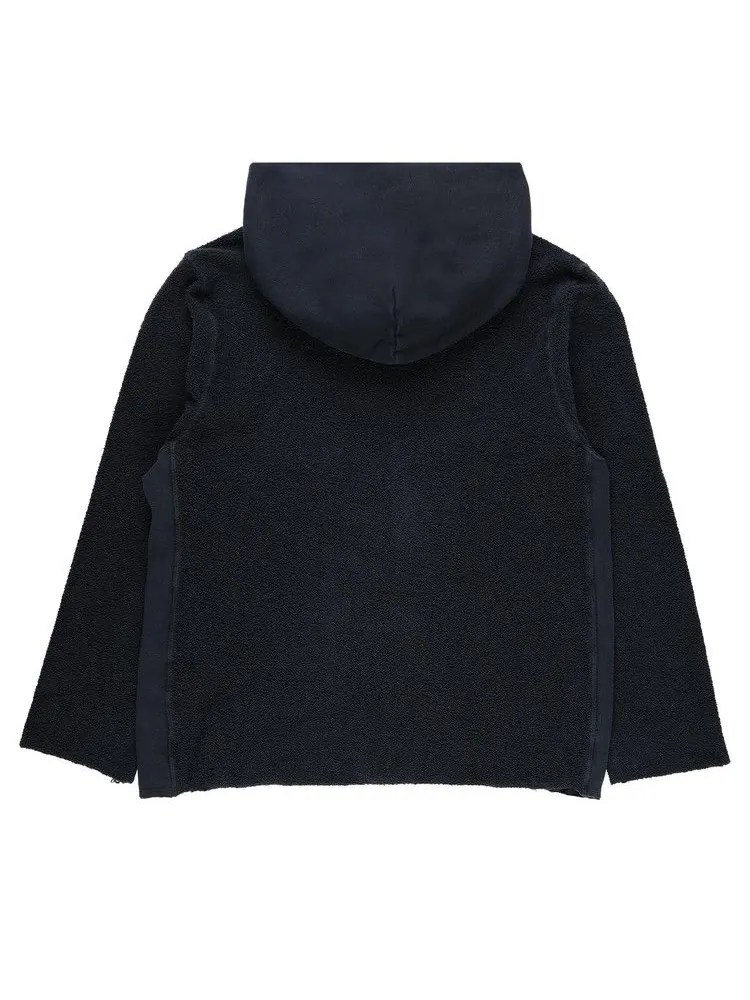 Худи Les Tien Heavyweight Raw Zip Hoodie 'Faded Black' — изображение 2 из 2, черный