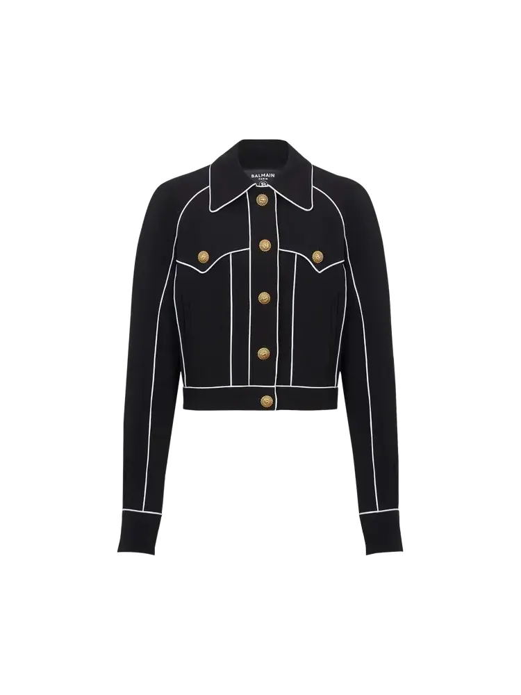 Куртка Balmain Buttoned Contrasted Western Crepe 'Black' — изображение 1 из 1, черный