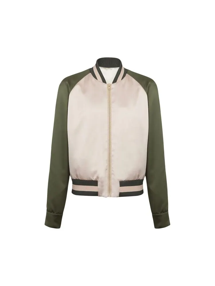 Бомбер Balmain Signature Satin Bomber — изображение 1 из 1, слоновая кость/хаки