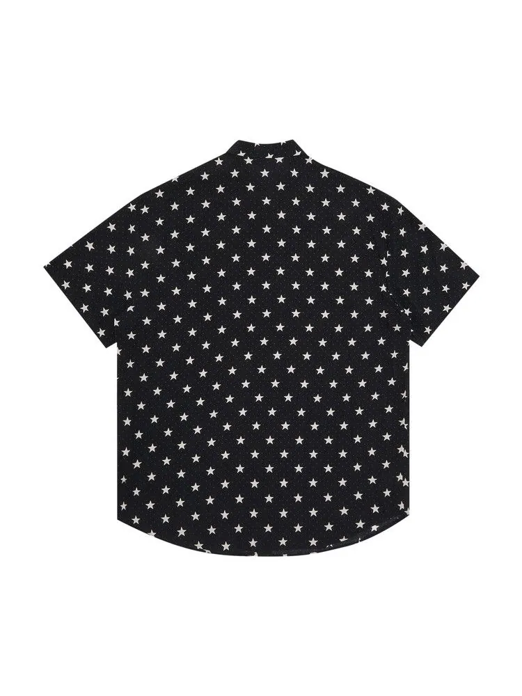 Рубашка Balmain Short-Sleeve Stars Print Shirt — изображение 2 из 3, черный/слоновая кость