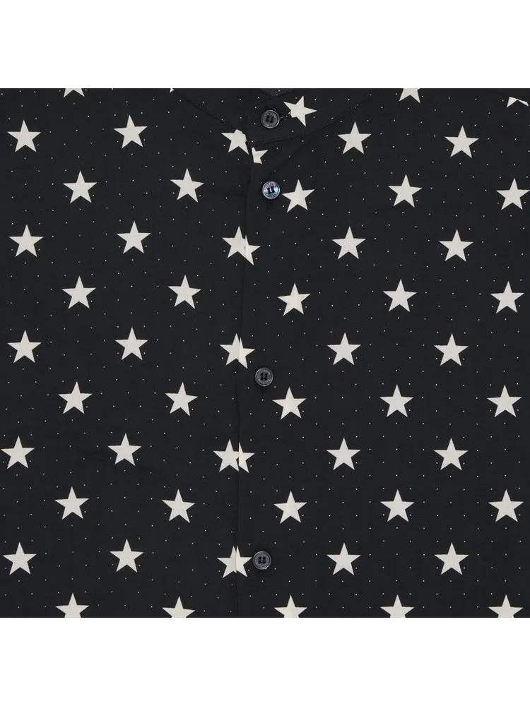 Рубашка Balmain Short-Sleeve Stars Print Shirt — изображение 3 из 3, черный/слоновая кость