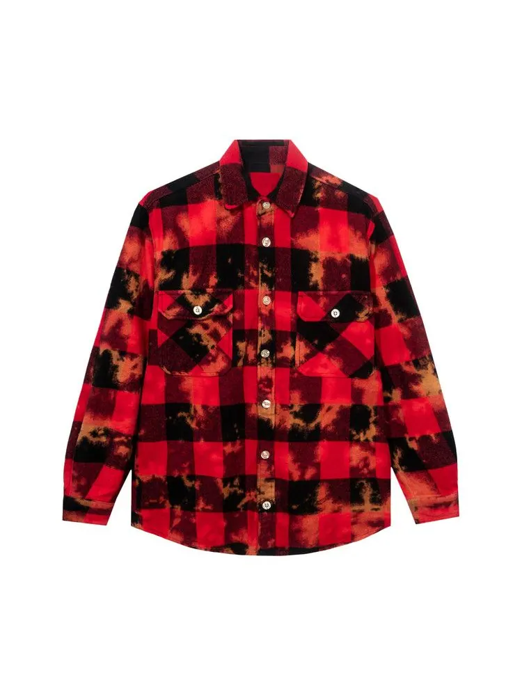 Топ Anti Social Social Club Chromey Tie Dye Flannel — изображение 1 из 2, красный