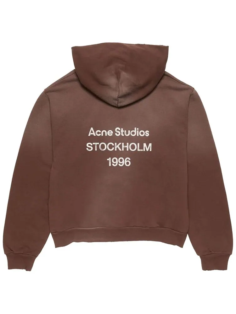 Толстовка с капюшоном и логотипом Acne Studios — изображение 2 из 2, коричневый