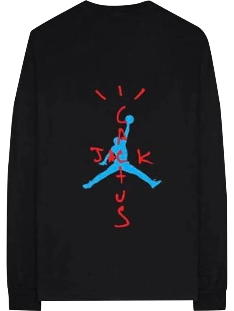 Футболка Cactus Jack by Travis Scott x Air Jordan Long-Sleeve T-Shirt I 'Black' — изображение 2 из 2, черный