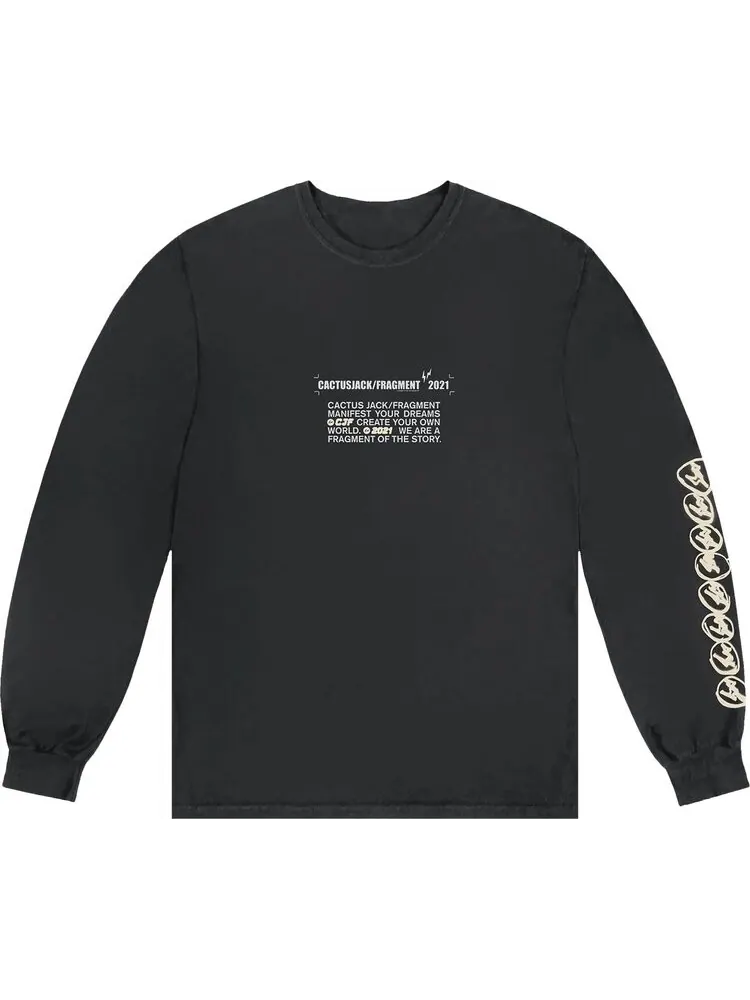 Лонгслив Cactus Jack by Travis Scott For Fragment Logo Long-Sleeve 'Black'