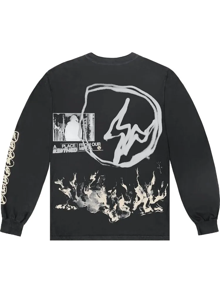 Лонгслив Cactus Jack by Travis Scott For Fragment Logo Long-Sleeve 'Black' — изображение 2 из 2, черный