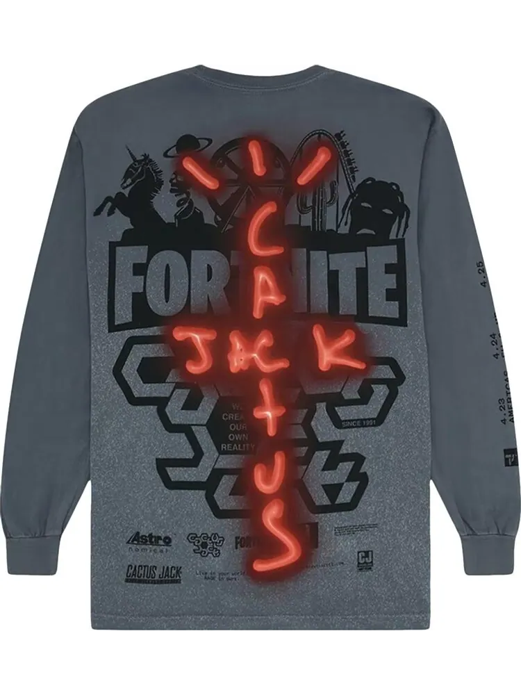 Футболка Cactus Jack by Travis Scott Back Bling Long-Sleeve T-Shirt 'Grey' — изображение 2 из 2, серый