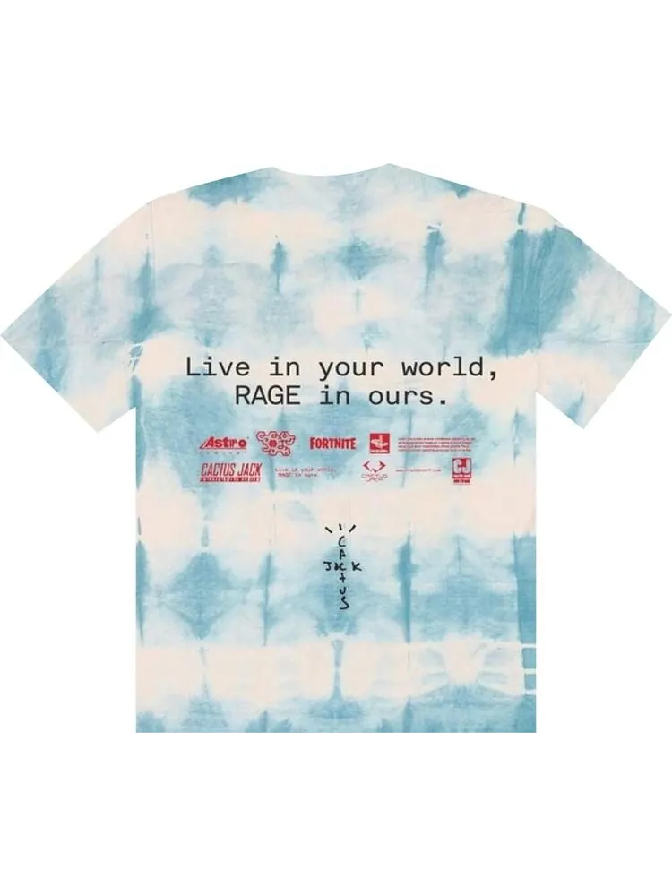 Футболка Cactus Jack by Travis Scott The Scotts World Tie Dye T-Shirt 'Blue/White' — изображение 2 из 2, синий