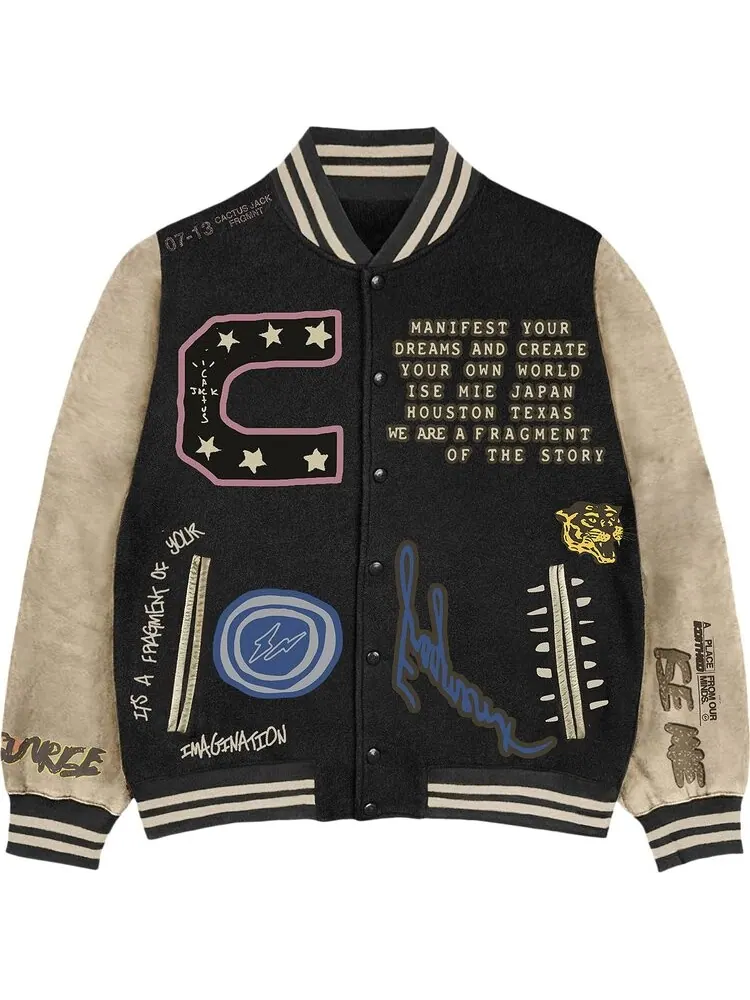 Куртка Cactus Jack by Travis Scott For Fragment Manifest Letterman Jacket 'Black'