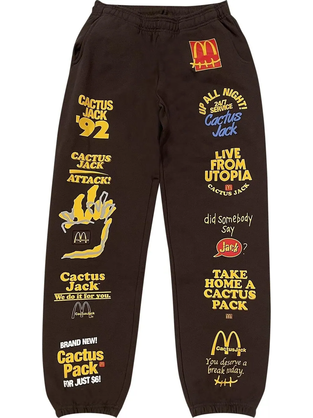 Спортивные брюки Cactus Jack by Travis Scott x McDonald's Sticker Bomb Sweatpants 'Brown'
