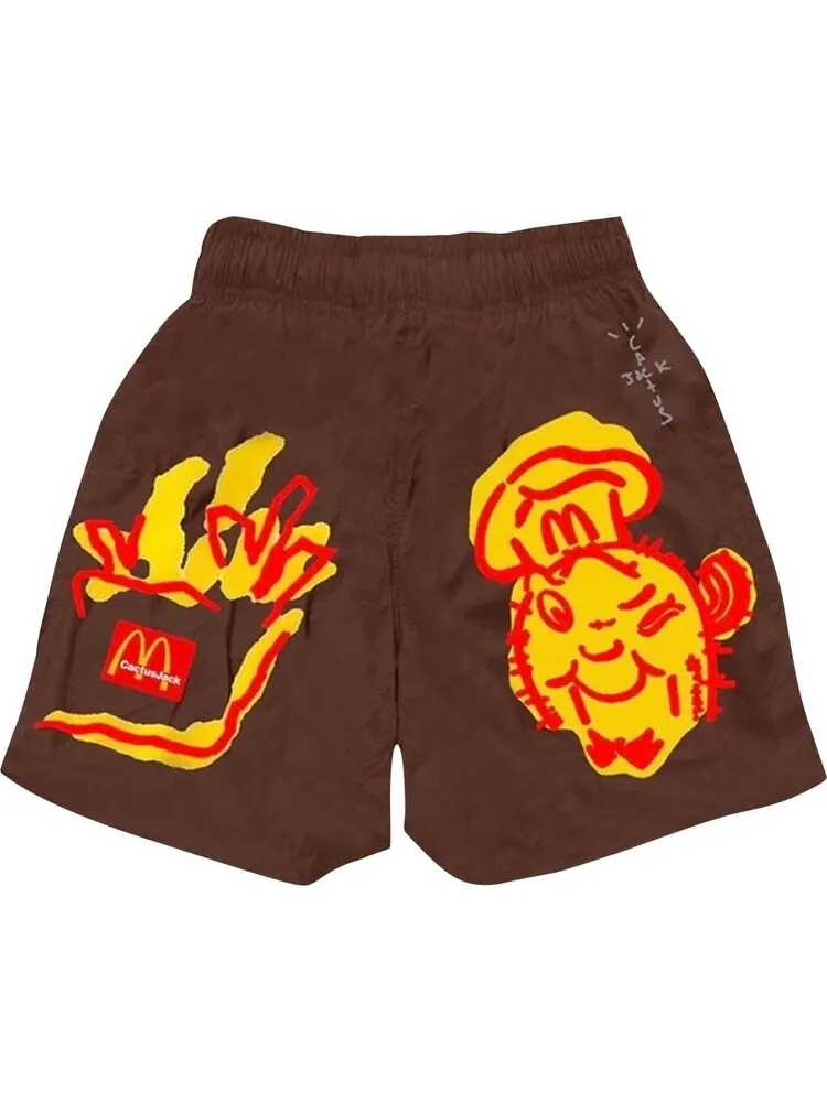 Шорты Cactus Jack by Travis Scott x McDonald's Illustration Shorts II 'Brown'