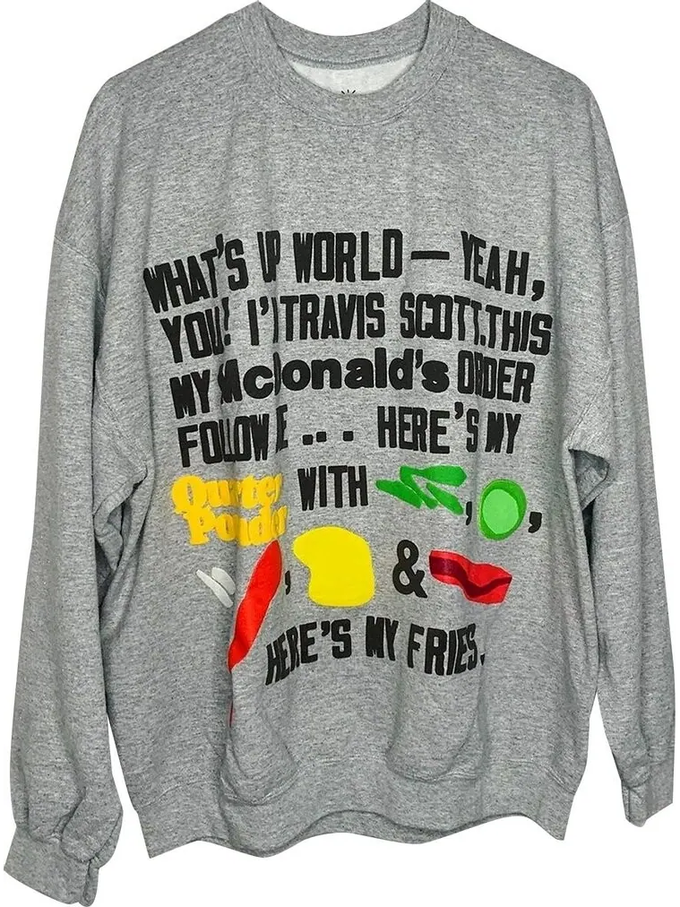 Толстовка Cactus Jack by Travis Scott x Cactus Plant Flea Market Script Crewneck Sweatshirt 'Sport Grey'