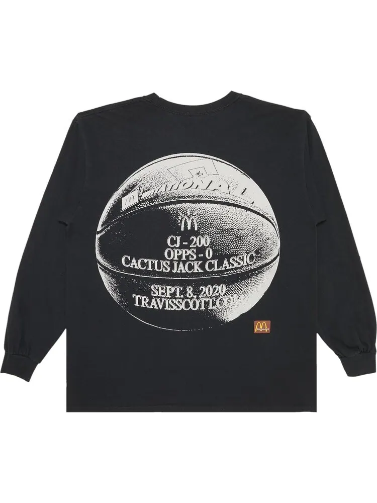 Футболка Cactus Jack by Travis Scott x McDonald's Invitational Long-Sleeve T-Shirt 'Black' — изображение 2 из 3, черный